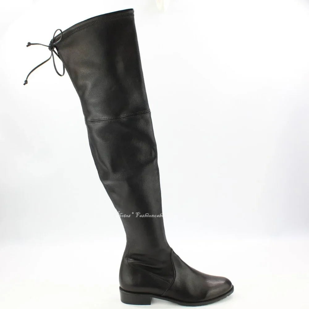 NEW Stuart Weitzman Lowland Over-the-Knee Boots-Black Leather – Small Feet